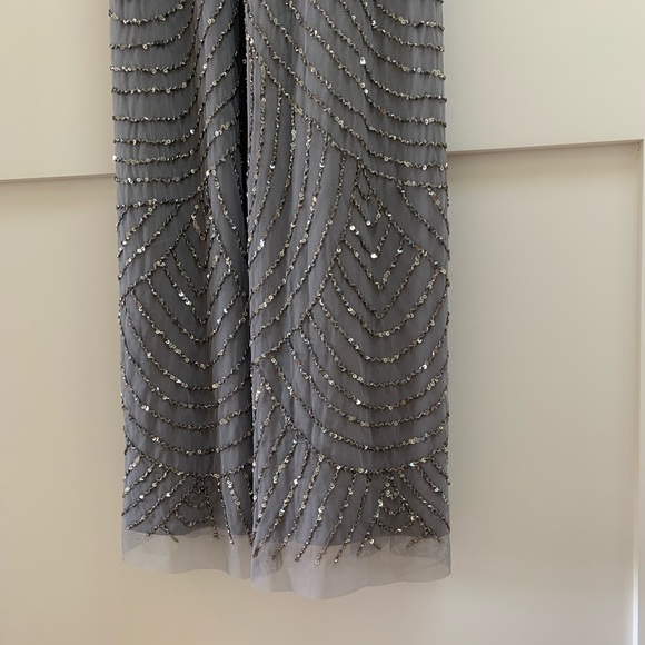 Adrianna Papell ArtDeco Beaded Blouson Gown Lead - Picture 6 of 6